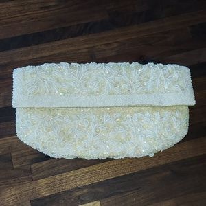 Ivory beaded clutch